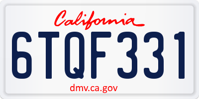 CA license plate 6TQF331