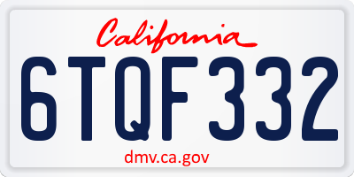 CA license plate 6TQF332