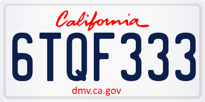 CA license plate 6TQF333