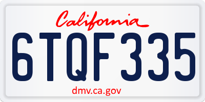 CA license plate 6TQF335