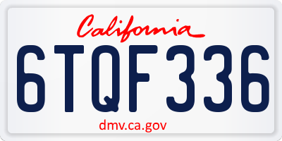 CA license plate 6TQF336