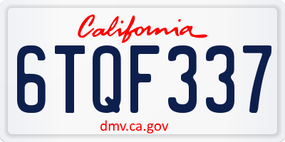 CA license plate 6TQF337