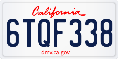 CA license plate 6TQF338