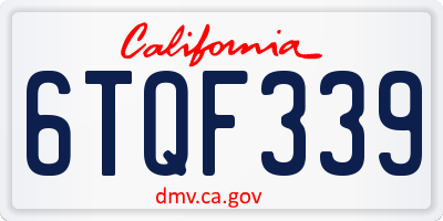 CA license plate 6TQF339