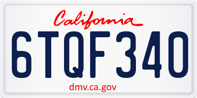 CA license plate 6TQF340