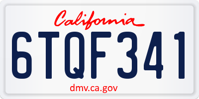 CA license plate 6TQF341