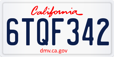 CA license plate 6TQF342