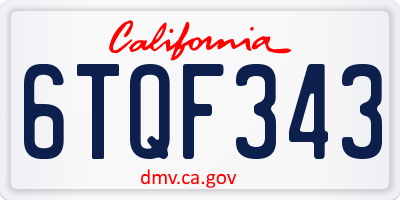 CA license plate 6TQF343