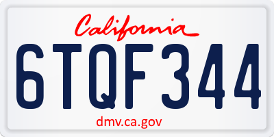 CA license plate 6TQF344