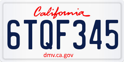 CA license plate 6TQF345