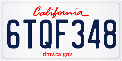 CA license plate 6TQF348