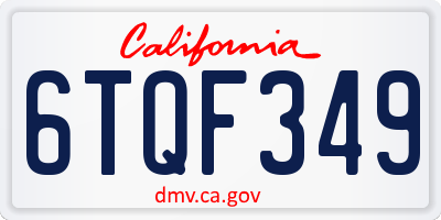 CA license plate 6TQF349