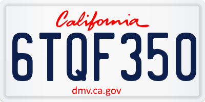 CA license plate 6TQF350