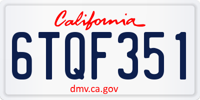 CA license plate 6TQF351