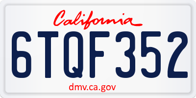 CA license plate 6TQF352