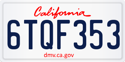 CA license plate 6TQF353