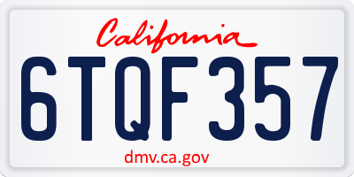 CA license plate 6TQF357