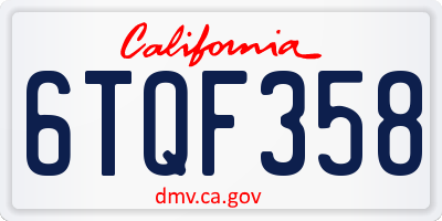 CA license plate 6TQF358