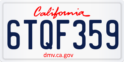 CA license plate 6TQF359