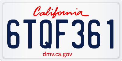 CA license plate 6TQF361