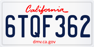 CA license plate 6TQF362