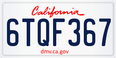 CA license plate 6TQF367