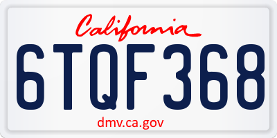 CA license plate 6TQF368