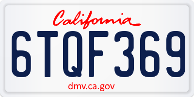 CA license plate 6TQF369