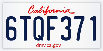 CA license plate 6TQF371