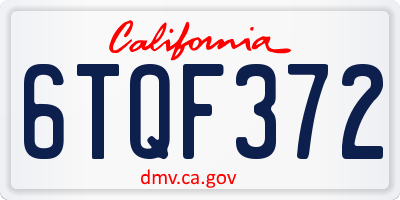 CA license plate 6TQF372