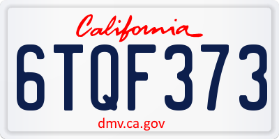 CA license plate 6TQF373