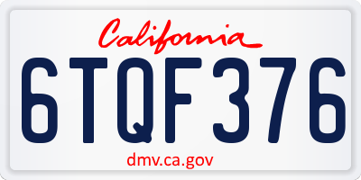CA license plate 6TQF376