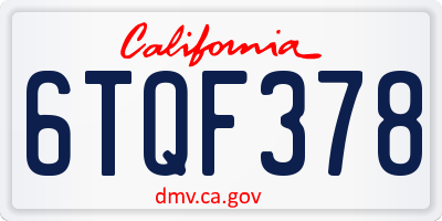 CA license plate 6TQF378