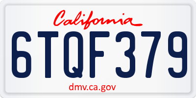 CA license plate 6TQF379