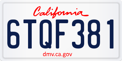 CA license plate 6TQF381