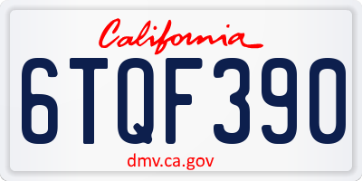 CA license plate 6TQF390