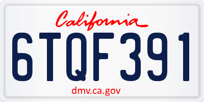 CA license plate 6TQF391