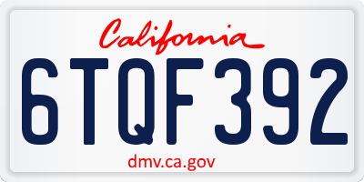 CA license plate 6TQF392