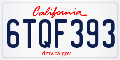 CA license plate 6TQF393