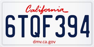 CA license plate 6TQF394