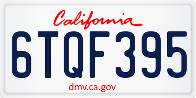 CA license plate 6TQF395