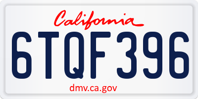 CA license plate 6TQF396