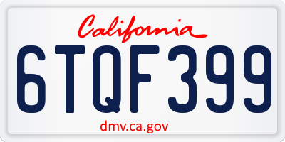 CA license plate 6TQF399