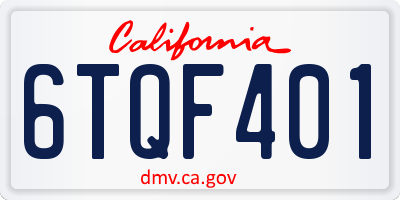 CA license plate 6TQF401