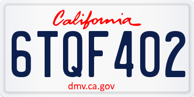 CA license plate 6TQF402