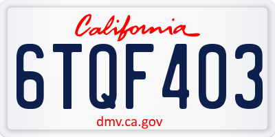 CA license plate 6TQF403