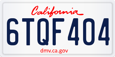 CA license plate 6TQF404