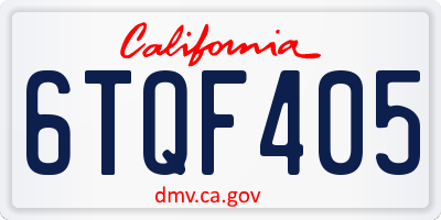 CA license plate 6TQF405