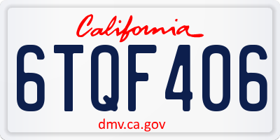 CA license plate 6TQF406