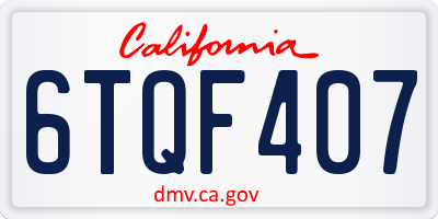 CA license plate 6TQF407